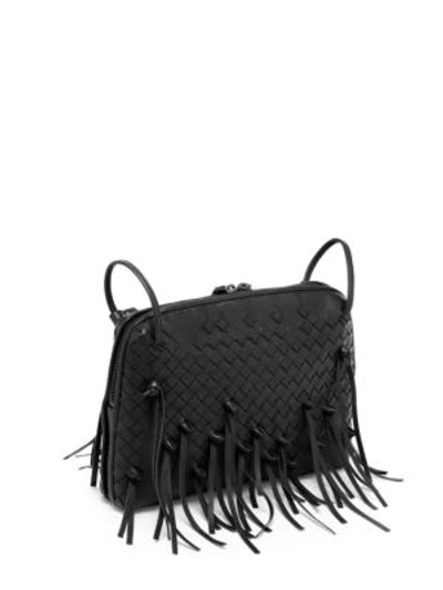 Shop Bottega Veneta Leather Tassel Messenger Bag In Black
