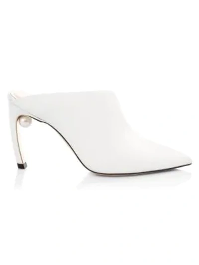 Shop Nicholas Kirkwood Mira Faux Pearl Leather Mules In White
