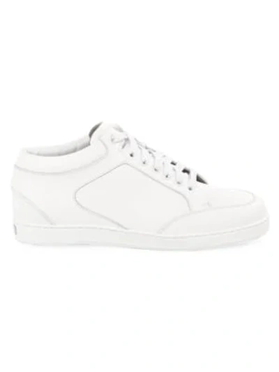 Shop Jimmy Choo Miami Leather Low-top Sneakers In White