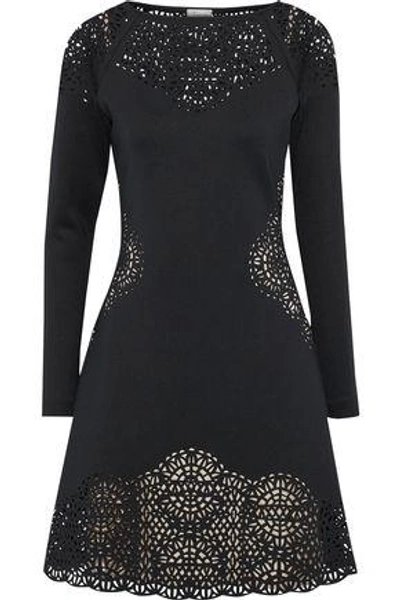 Shop Temperley London Woman Sami Laser-cut Neoprene Dress Black