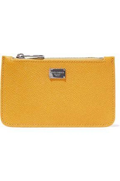 Shop Dolce & Gabbana Textured-leather Pouch In Mustard