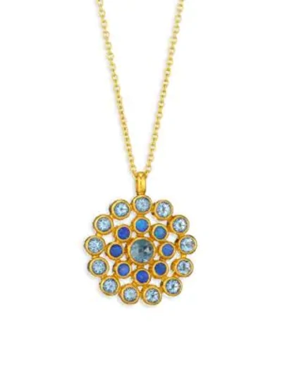 Shop Gurhan Juju Opal, Blue Topaz, 22k Yellow Gold, 24k Yellow Gold & 18k Yellow Gold Evil Eye Pendant Necklace