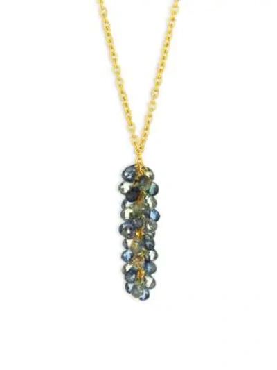 Shop Gurhan Delicate Dew Fancy Sapphire, 18k Yellow Gold & 22k Yellow Gold Cluster Pendant Necklace