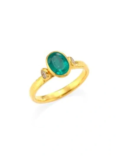 Shop Gurhan Women's 22k & 24k Yellow Gold, Emerald & Diamond Ring
