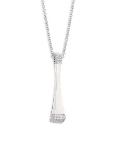 Shop Roberto Coin Sauvage Privé 18k White Gold & Pavé Diamond Pendant Necklace In Silver