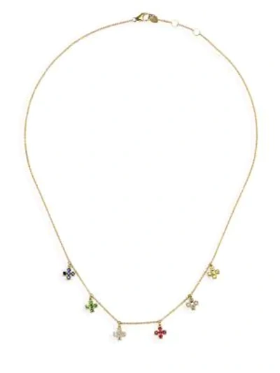 Shop Nayla Arida 18k Yellow Gold & Assorted Gemstones Baby Cross Necklace