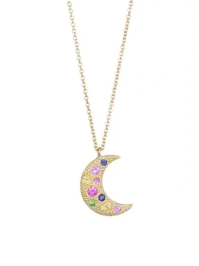 Shop Nayla Arida 18k Yellow Gold Multicolor Sapphire Moon Necklace