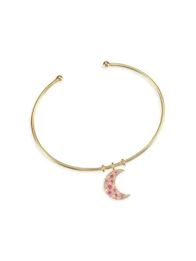 Shop Nayla Arida Women's Moon 18k Yellow Gold, Pink Sapphire & White Diamond Bracelet