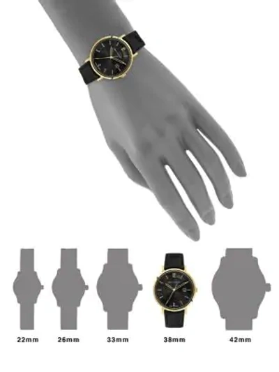 Shop Larsson & Jennings Opera Black & 23k Yellow Goldtone Stainless Steel Leather Strap Watch