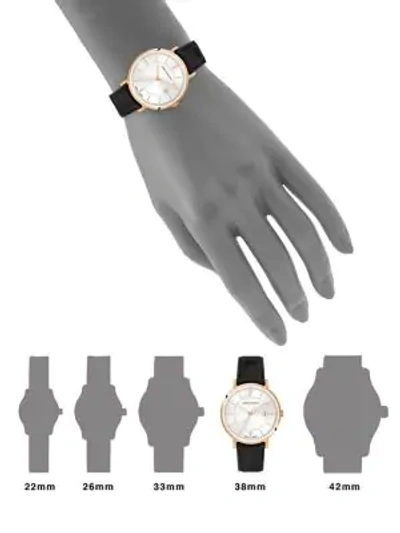 Shop Larsson & Jennings Opera White & Rose Goldtone Stainless Steel Leather Strap Watch In Black
