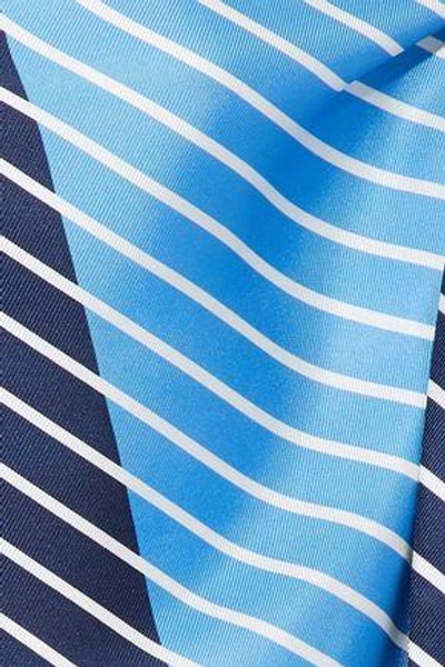 Shop Tibi Woman Delphina One-shoulder Striped Silk Satin-twill Top Blue
