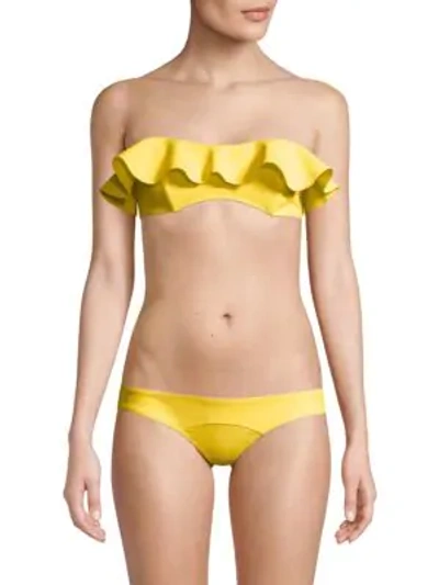 Shop Lisa Marie Fernandez Natalie Flounce Bikini In Lemon Bonded