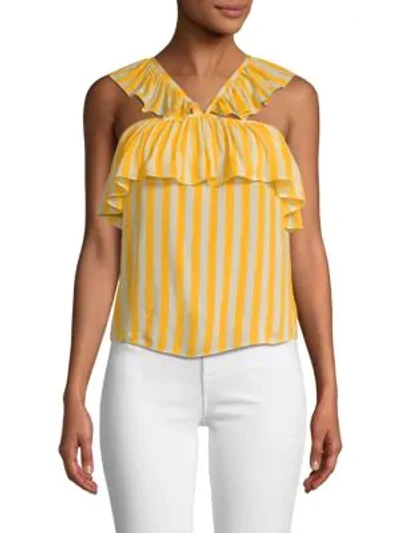 Shop Rebecca Minkoff Doris Striped Halter Top In Yellow