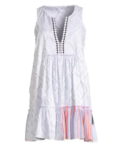 Shop Lemlem Besu Bib V-neck Mini Dress In Diamond Jacquard