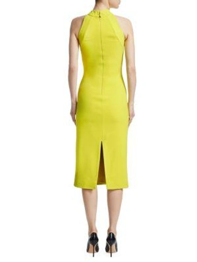Shop Brandon Maxwell Crepe Halter Midi Dress In Lime