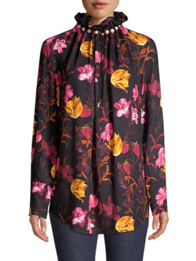 Shop Mother Of Pearl Dorothea Faux-pearl Floral Blouse In Vienna Floral