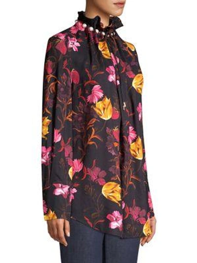 Shop Mother Of Pearl Dorothea Faux-pearl Floral Blouse In Vienna Floral