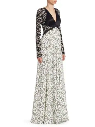 Shop Roberto Cavalli Leopard Print Panelled Gown In White-camel