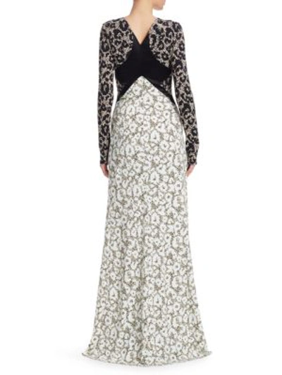 Shop Roberto Cavalli Leopard Print Panelled Gown In White-camel