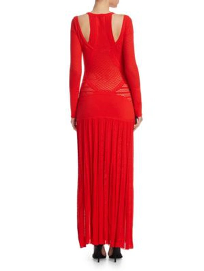 Shop Roberto Cavalli Knit Cutout Long Dress In Cadmium