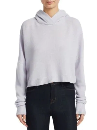 Shop Theory Cropped Cashmere Hoodie In Lavender
