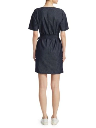 Shop Theory Belted Denim Shift Dress In Navy