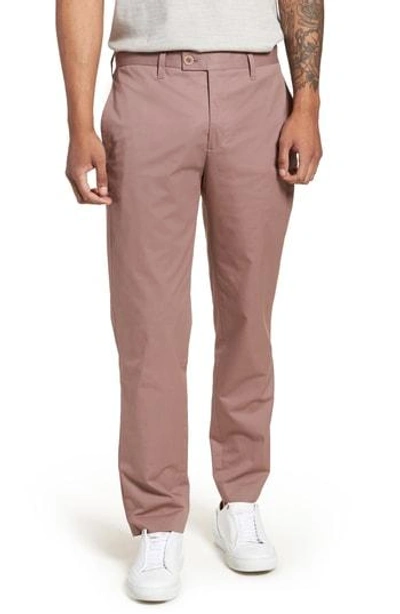 Shop Ted Baker Cliftro Flat Front Stretch Cotton Pants In Pink