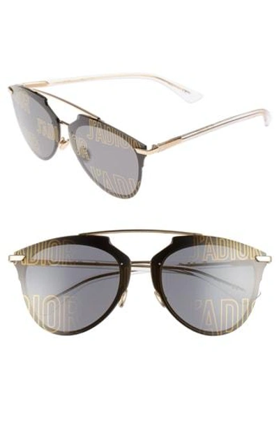 Shop Dior Reflected Prism 63mm Oversize Mirrored Brow Bar Sunglasses - Rose Gold/ Crystal