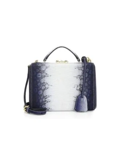 Shop Mark Cross Grace Lizard Small Box Bag In Blue