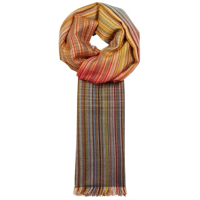 Paul Smith Signature Stripe Wool & Silk Mens Scarf In Multicoloured