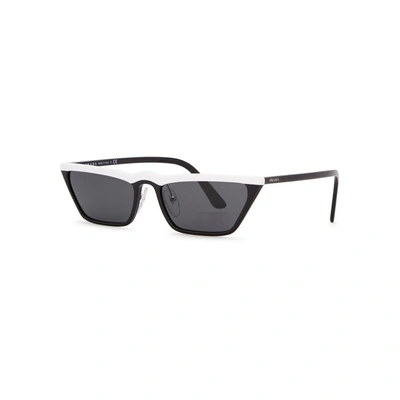 Shop Prada Monochrome Cat-eye Sunglasses In White