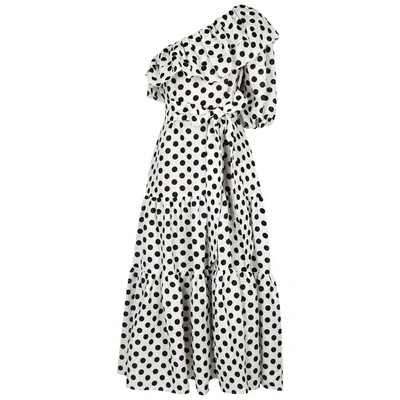 Shop Lisa Marie Fernandez Arden One-shoulder Linen Dress In White And Black