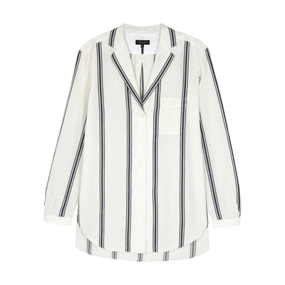 Shop Rag & Bone Alyse Striped Cotton-blend Shirt In Ivory