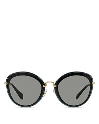 Shop Miu Miu Round Sunglasses, 54mm In Gray Black/gray Solid