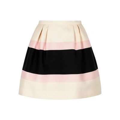 Shop Valentino Striped Wool And Silk-blend Skirt In Multicoloured