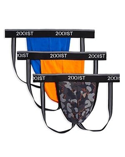 Shop 2(x)ist Cotton Stretch Jock Straps, Pack Of 3 In Gray Camo/orange/royal