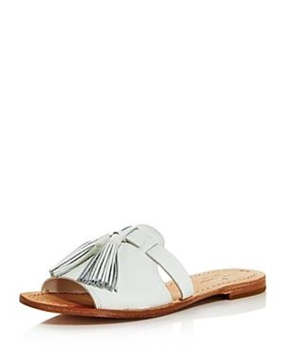 Shop Kate Spade New York Women's Coby Metallic Leather Tassel Slide Sandals In White