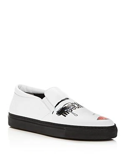 Shop Moschino Women's Leather Slip-on Sneakers In White Multi