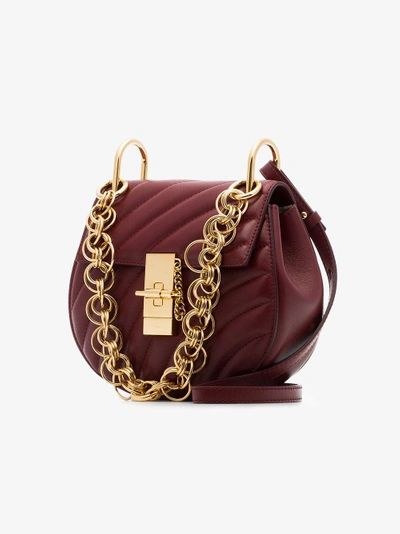 Shop Chloé Claret Red Drew Bijou Quilted Leather Bag In Blue