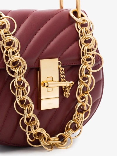 Shop Chloé Claret Red Drew Bijou Quilted Leather Bag In Blue