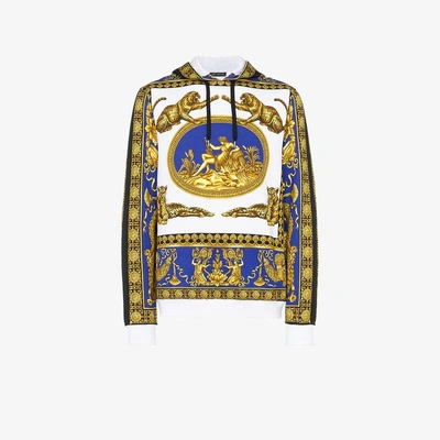 Shop Versace Medusa Print Cotton Hoodie In Multicolour