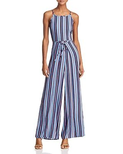 Shop Band Of Gypsies Gia Striped Jumpsuit In Aqua Maroon