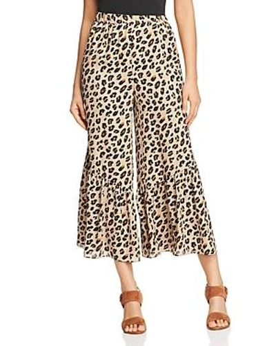 Shop Kobi Halperin Kobe Halperin Leah Leopard-print Cropped Silk Pants In Natural Multi