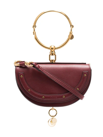 Shop Chloé Dark Red Nile Minaudiere Leather Bag