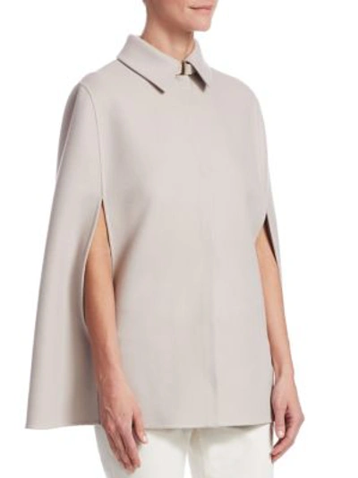 Shop Loro Piana Short Royal Ascot Cashmere Slit-sleeve Bicolor Cape In Artic Stone White