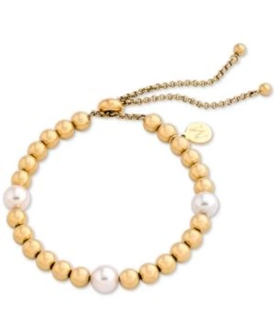 Shop Majorica Gold-tone Bead & Imitation Pearl Slider Bracelet