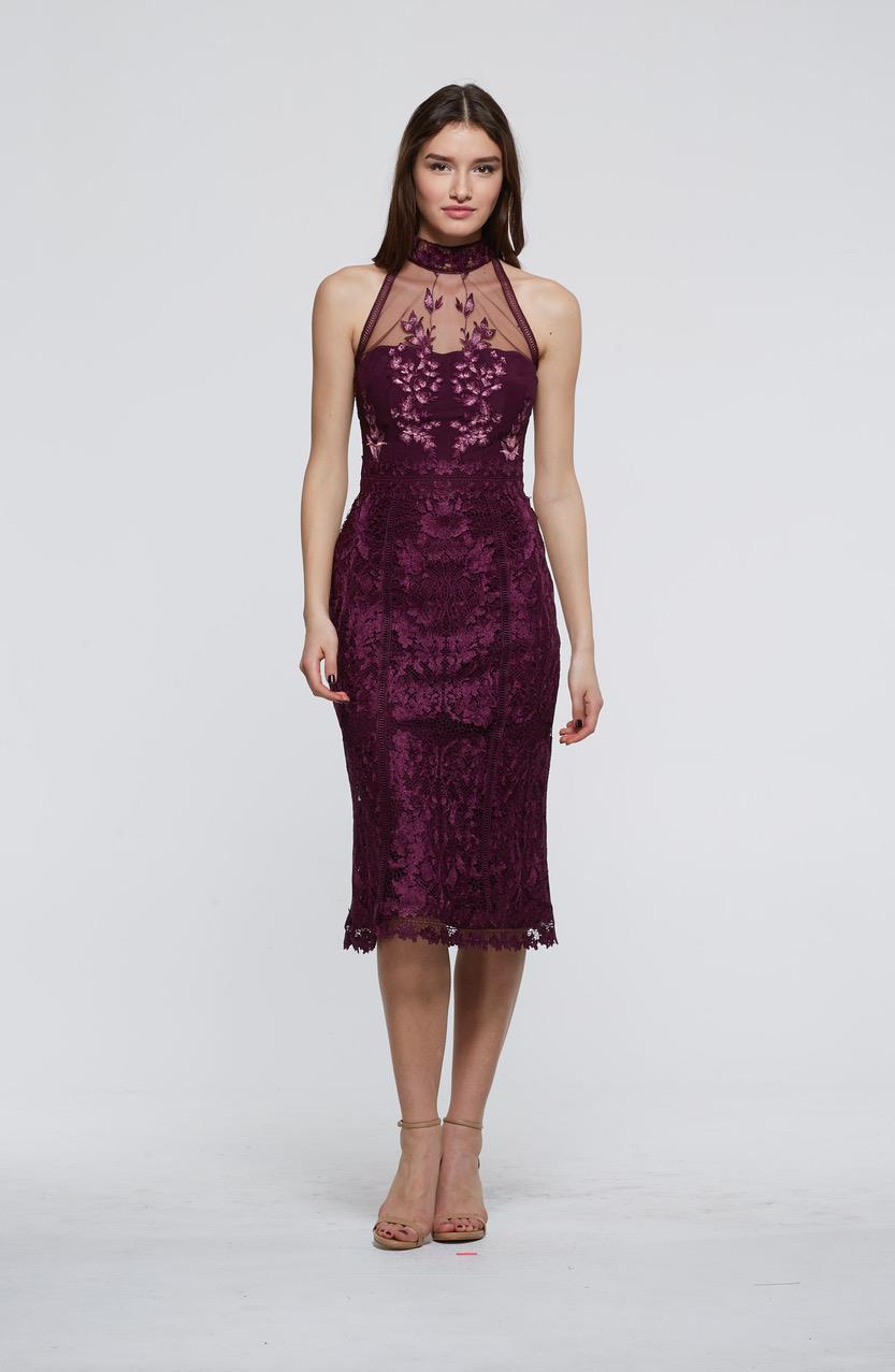 deep purple cocktail dress