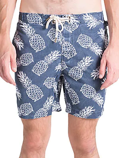 Shop Original Paperbacks Pool Side Swim Pineapple-print Board Shorts In Navy