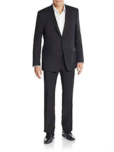 Shop Versace Regular-fit Solid Wool Suit In Black