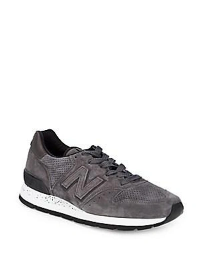 Shop New Balance Suede & Leather Perforated Trainers In Grey
